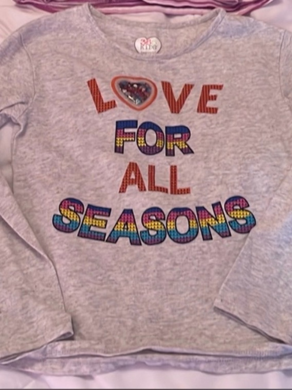 Girls size 7 long sleeve tee shirt, smoke free home